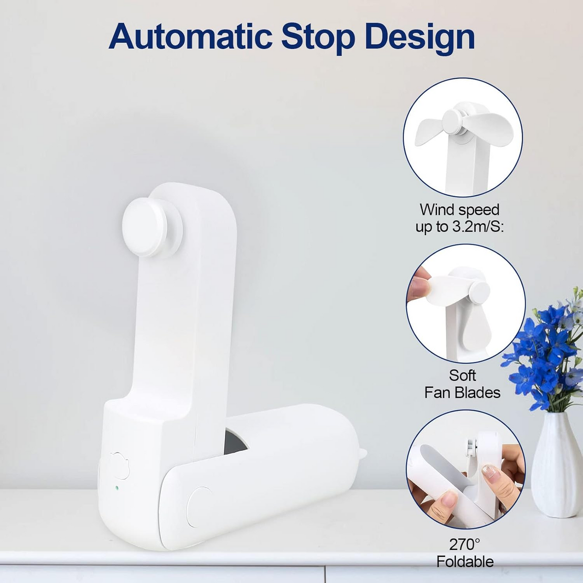 2 in 1 PowerBank Mini Handheld Fan โ USB Rechargeable, Foldable & Portable Pocket Fan, Quiet Operation for Travel, Home & Outdoor