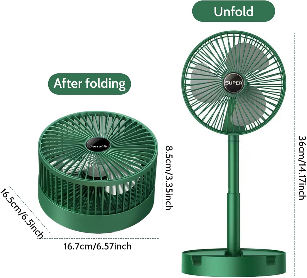 Foldable Desk Fan 3 Speeds, 180ยฐ Tilt Adjustable Rechargeable Fan with Low Noise & Long Battery Life