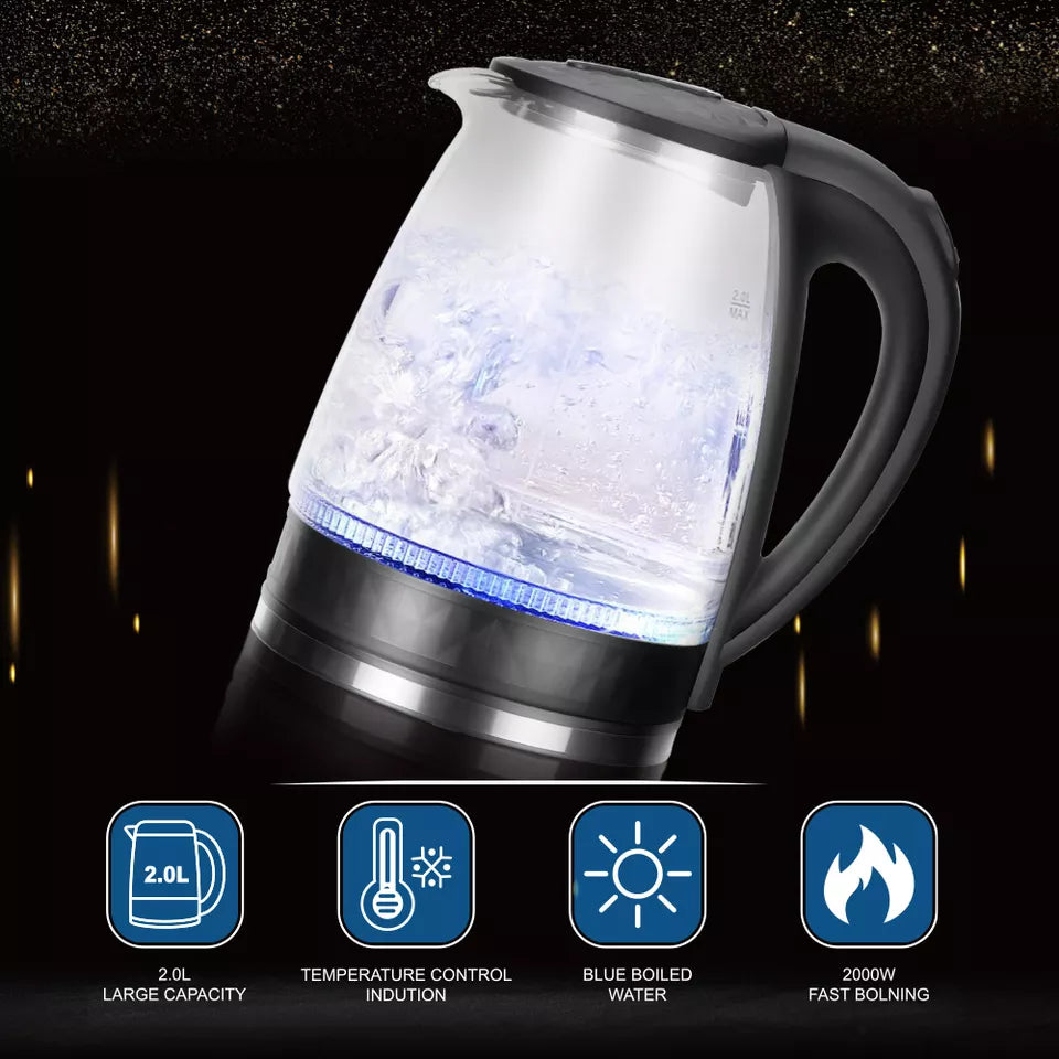Raf Glass 2 Litre Electric Kettle Heater R7865 R7218