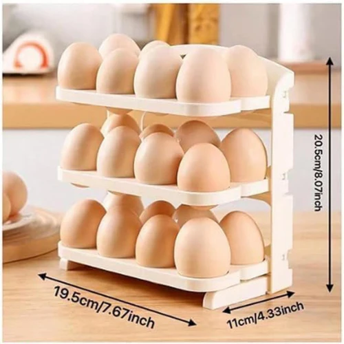 Modern Egg Storage Rack Organizer โ 3 Tier Rolling Egg Holder