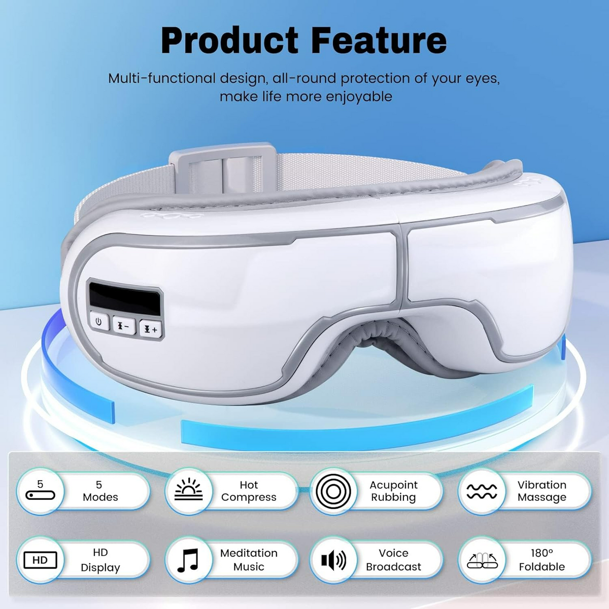 Heated Eye Massager with Compression for Migraine & Eye Relief