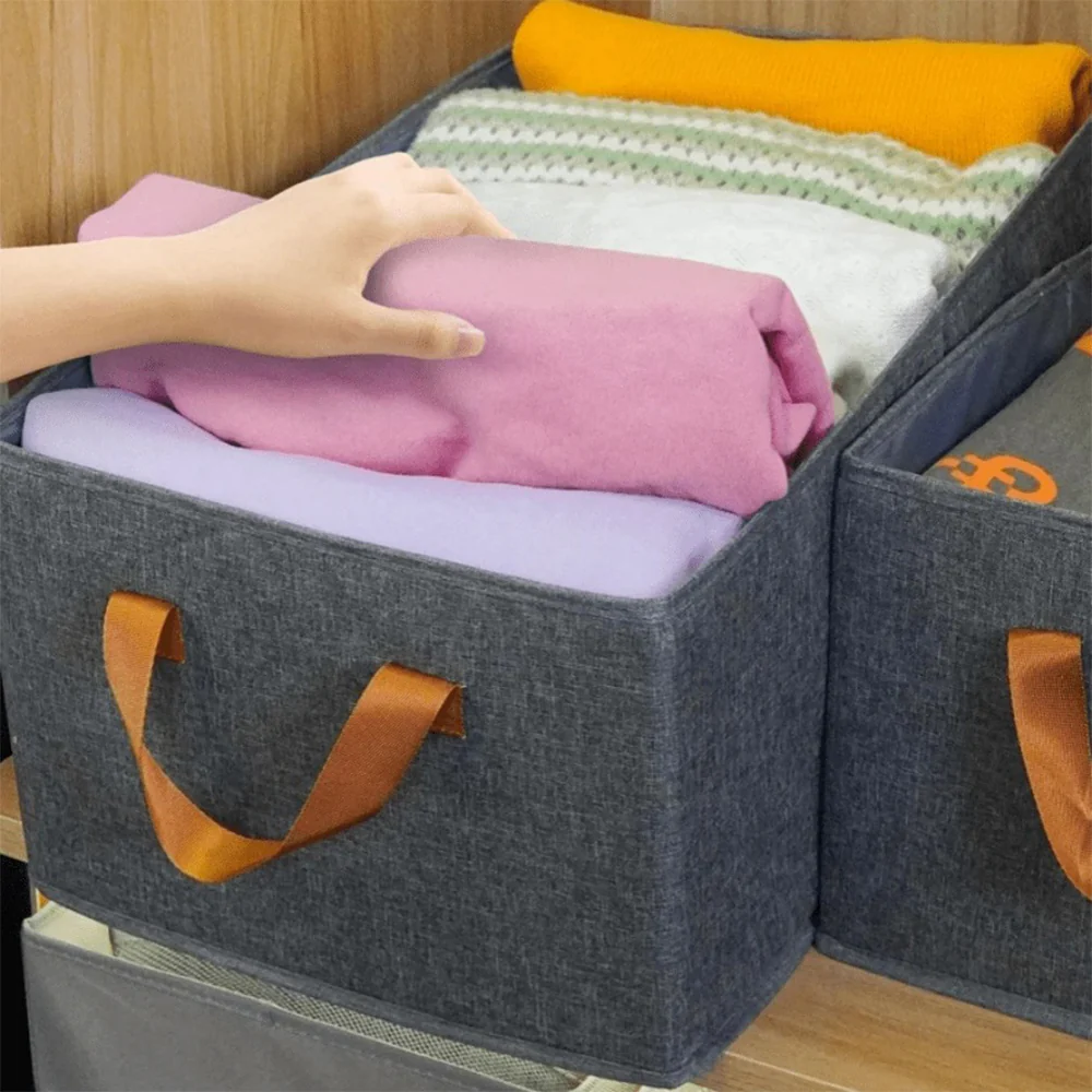 Cationic Steel Frame Storage Box, Foldable Portable Cloth Clothes Organizer Basket