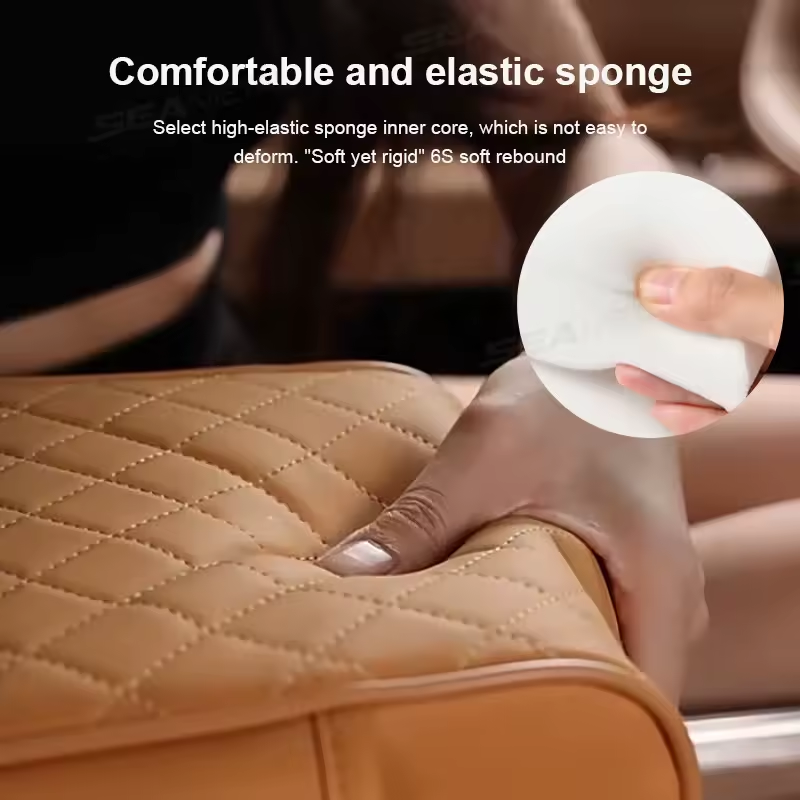 5-in-1 Car Center Console Armrest Cushion with Cup Holder Tissue Box Organizer Bag