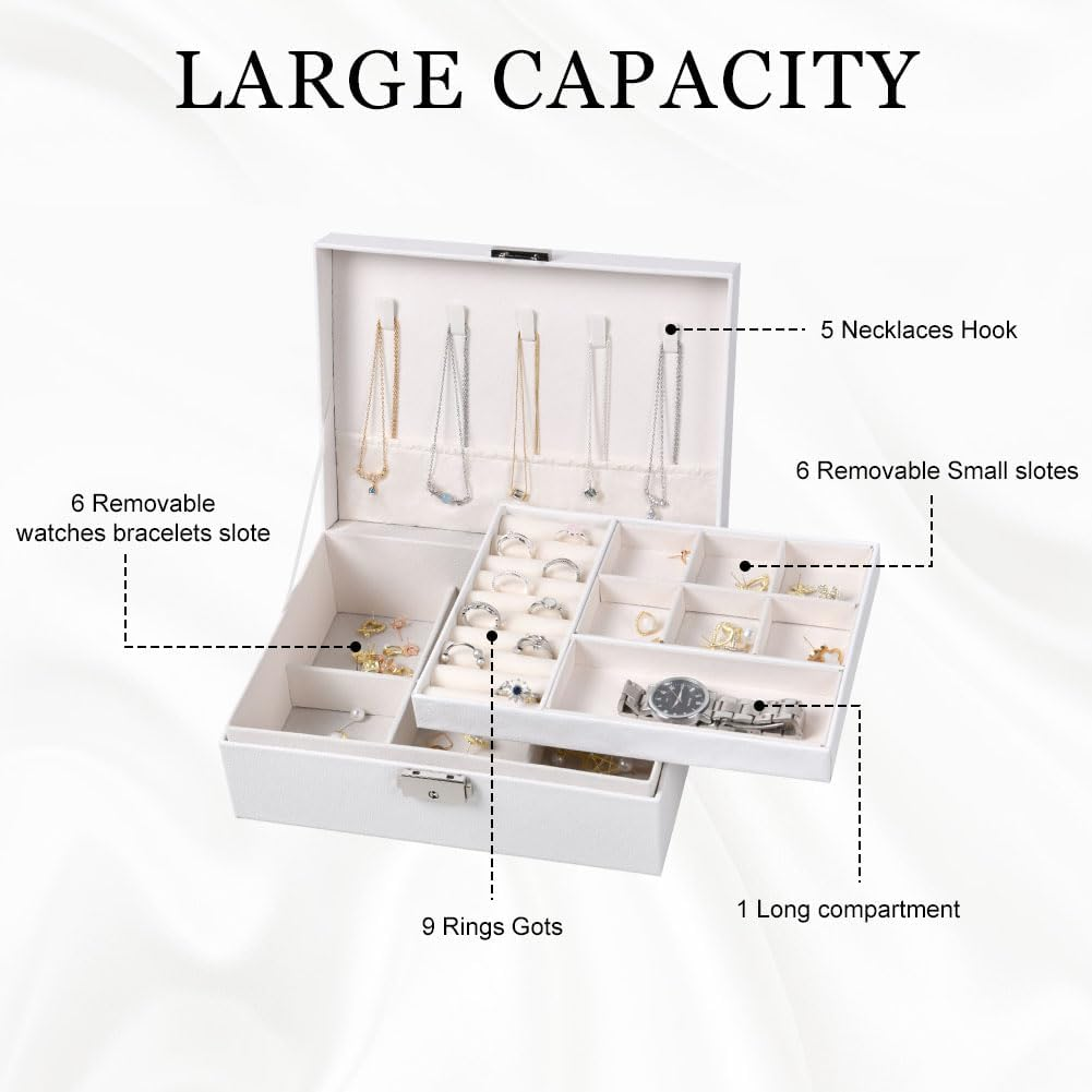 Jewellery Storage Box Lockable with Key, Jewellery Organiser