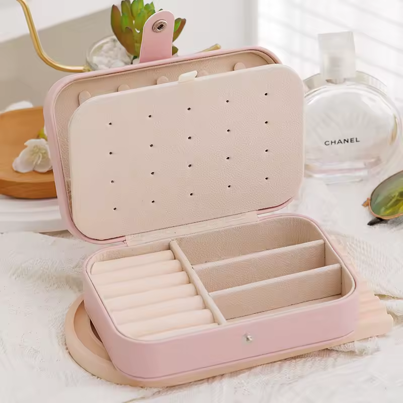 Portable PU Leather Jewelry Case Organizer Storage Display Holder LD-1013