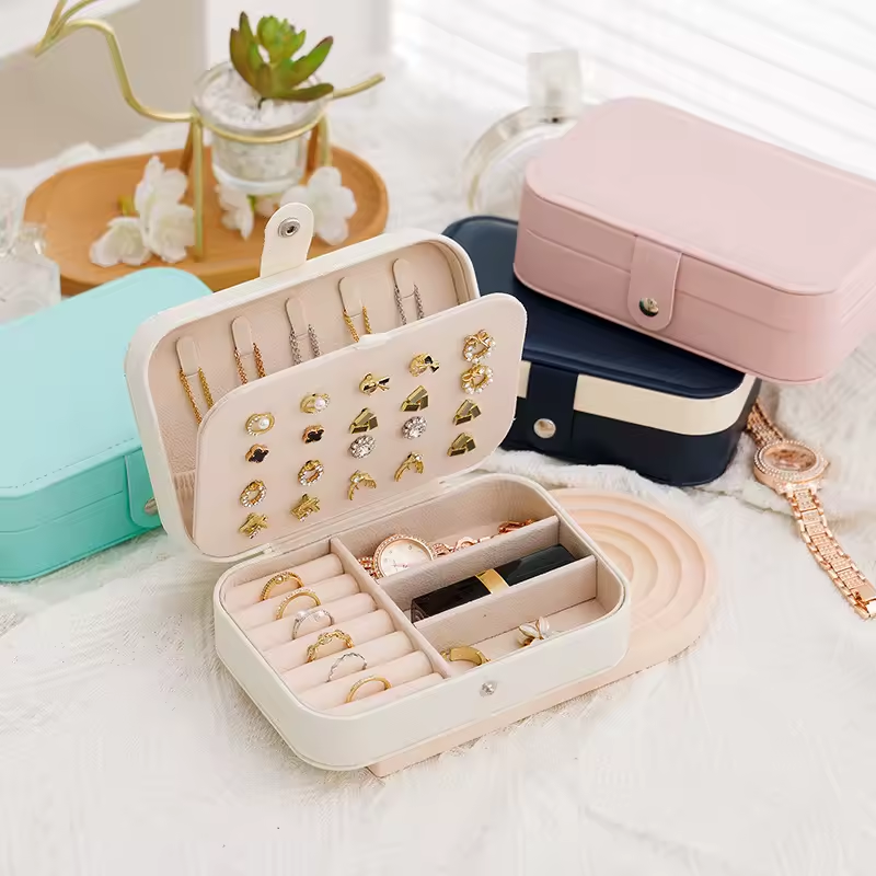 Portable PU Leather Jewelry Case Organizer Storage Display Holder LD-1013